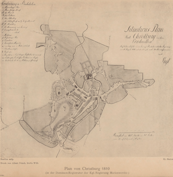 Plan Sytuacyjny Christburg - Kiszporg - Dzierzgoń rok 1810