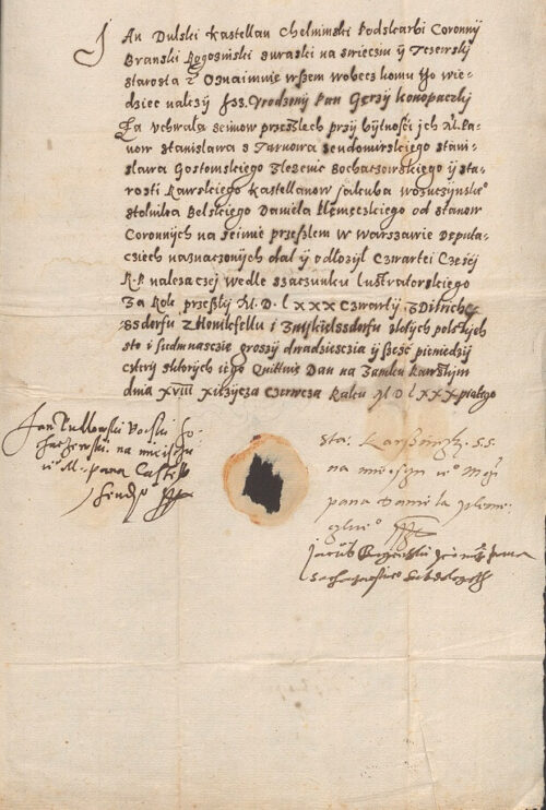 Kwarta za dobra Straszewo w pomorskim 1584 roku