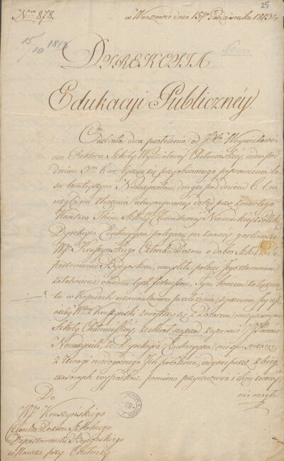 Kruszyński poprawa losu nauczycieli Chełmińskich 1813 roku