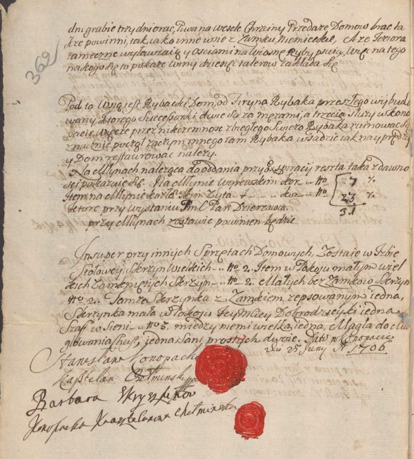 Tenuta wsi Skarszewo na rok 1706 spisana
