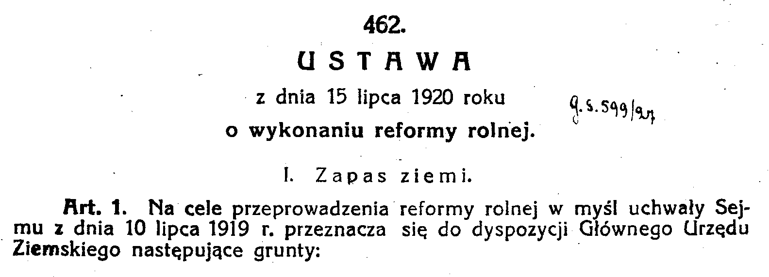 Reforma Rolna z 1920