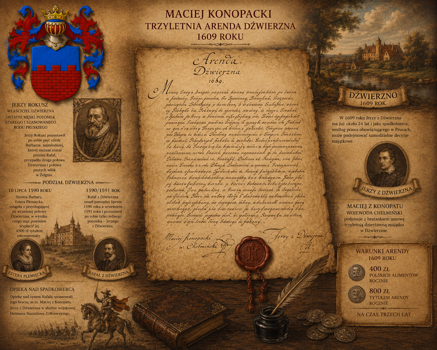 Maciej Konopacki trzyletnia arenda Dźwierzna 1609 roku