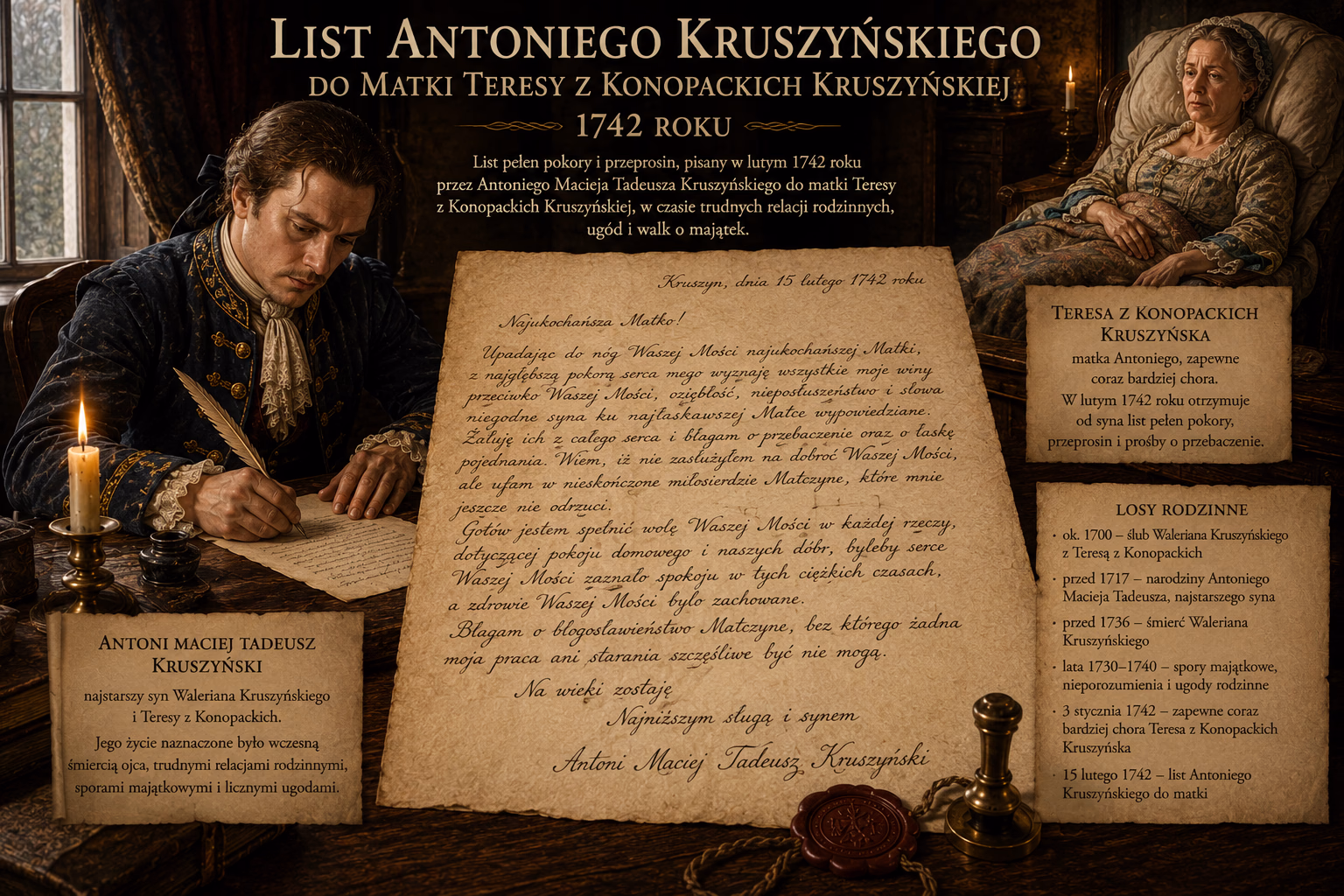 List Antoniego Kruszyńskiego do matki 1742 roku pisany