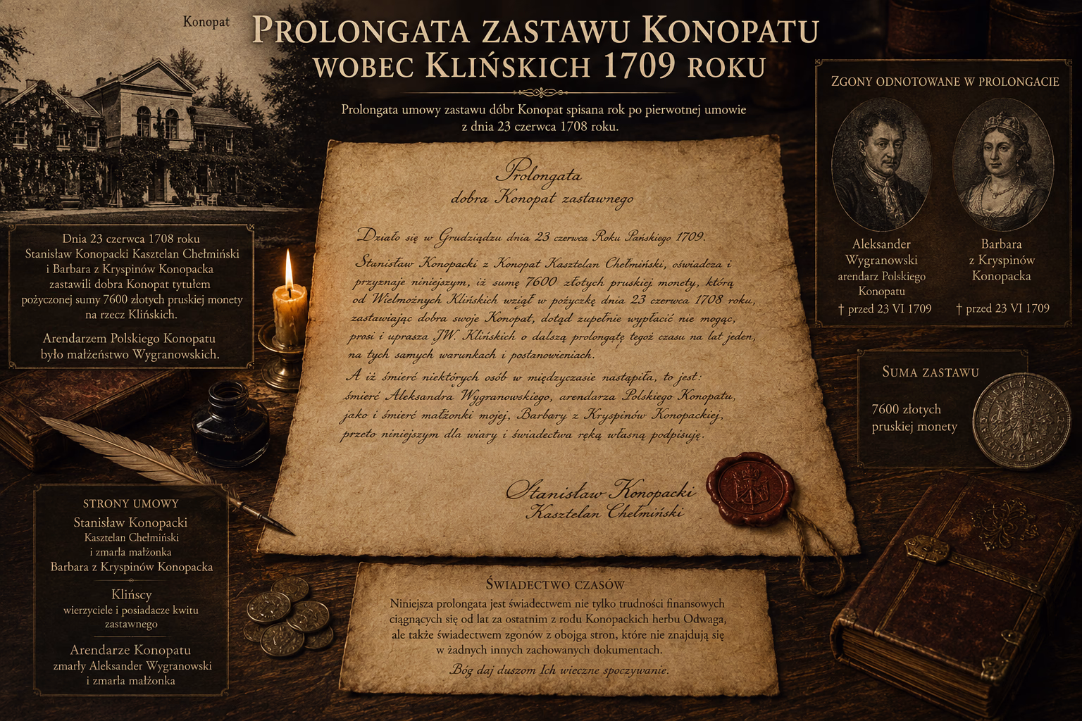 Prolongata zastawu Konopatu wobec Klińskich 1709 roku