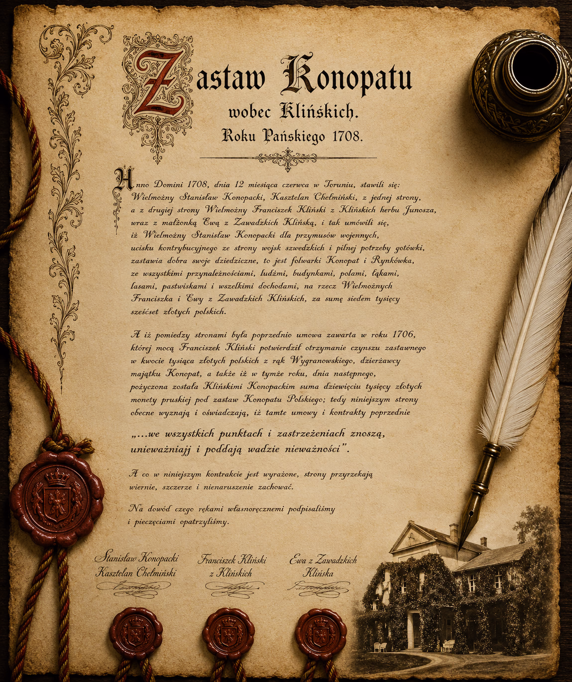 Zastaw Konopatu wobec Klińskich 1708 roku