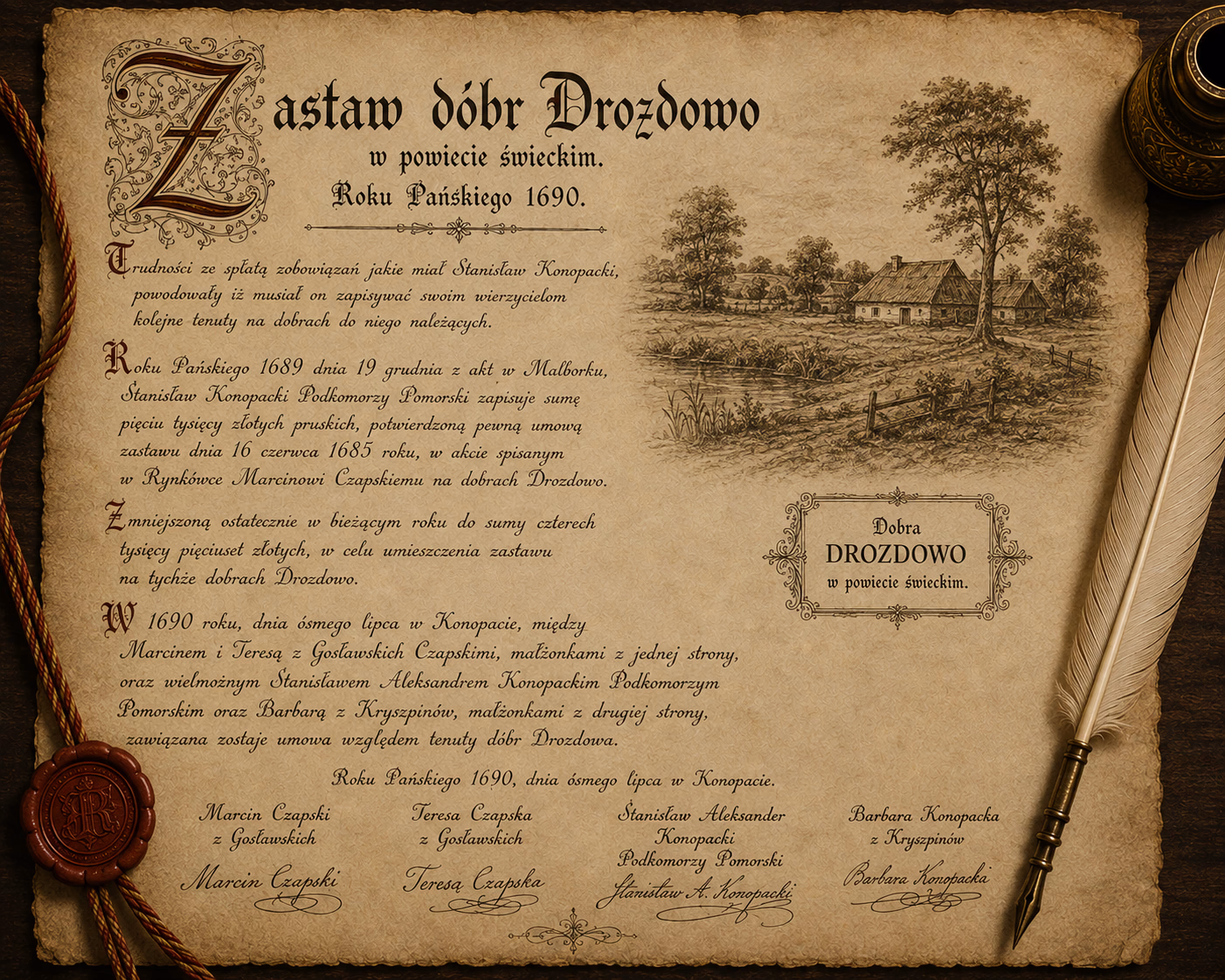 Zastaw dóbr Drozdowo w powiecie świeckim 1690 roku