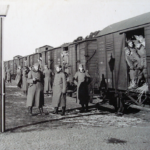 Stacja kolejowa Terzelwald w 1942 roku - na zdjeciu żołnierze wermachtu